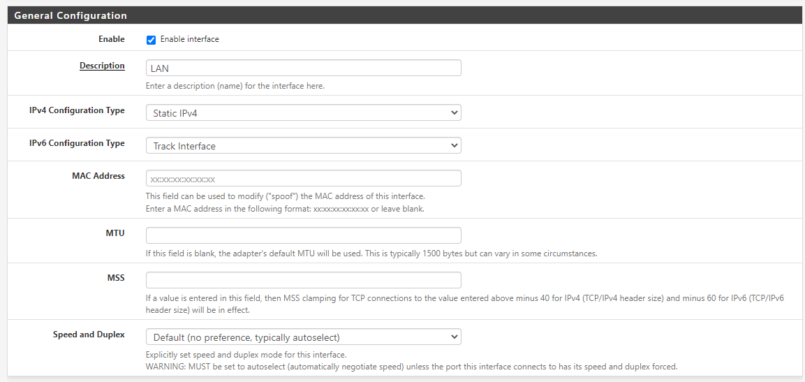 LAN General Configuration